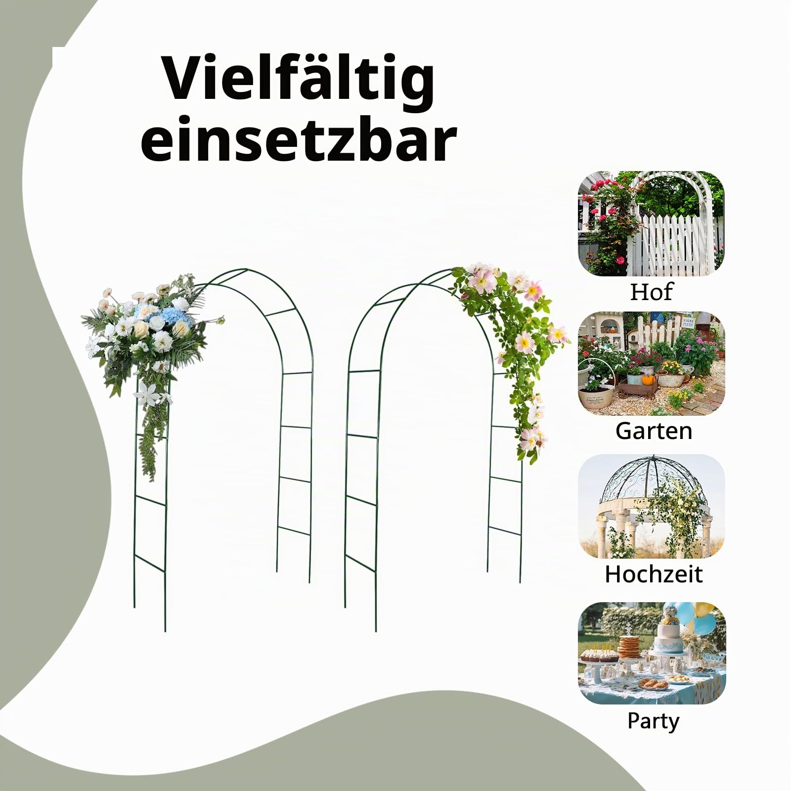 vidaXL Rosenbogen 2er Metall Dunkelgrün 140x240 Rankgitter