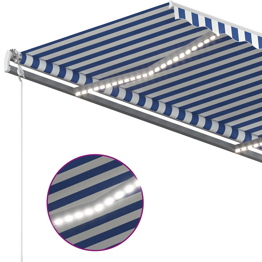 vidaXL Gelenkarmmarkise 3x2,5m LED Blau-Weiß