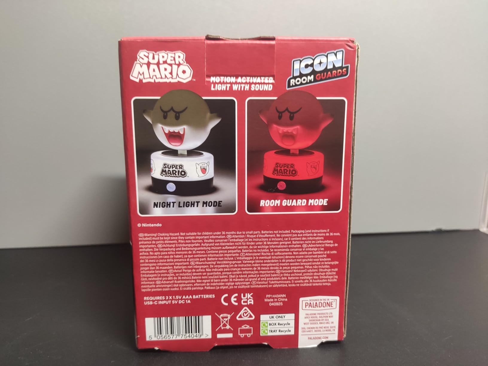 Paladone Super Mario Boo Nachtlicht mit Bewegungsmelder USB