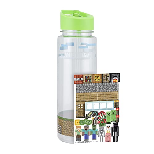 Paladone Minecraft Wasserflasche 600 ml mit Stickern Trinkflasche