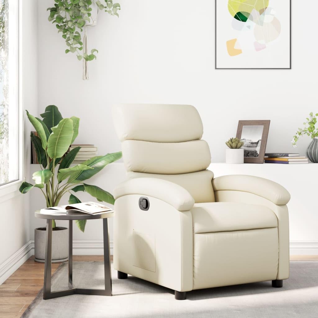 vidaXL Möbel Relaxsessel Creme Kunstleder Liegefunktion