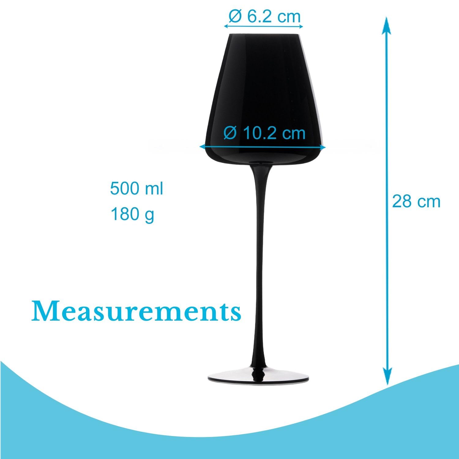 Intirilife Weingläser Schwarz 500 ml 2er Set Kristallglas stoßfest