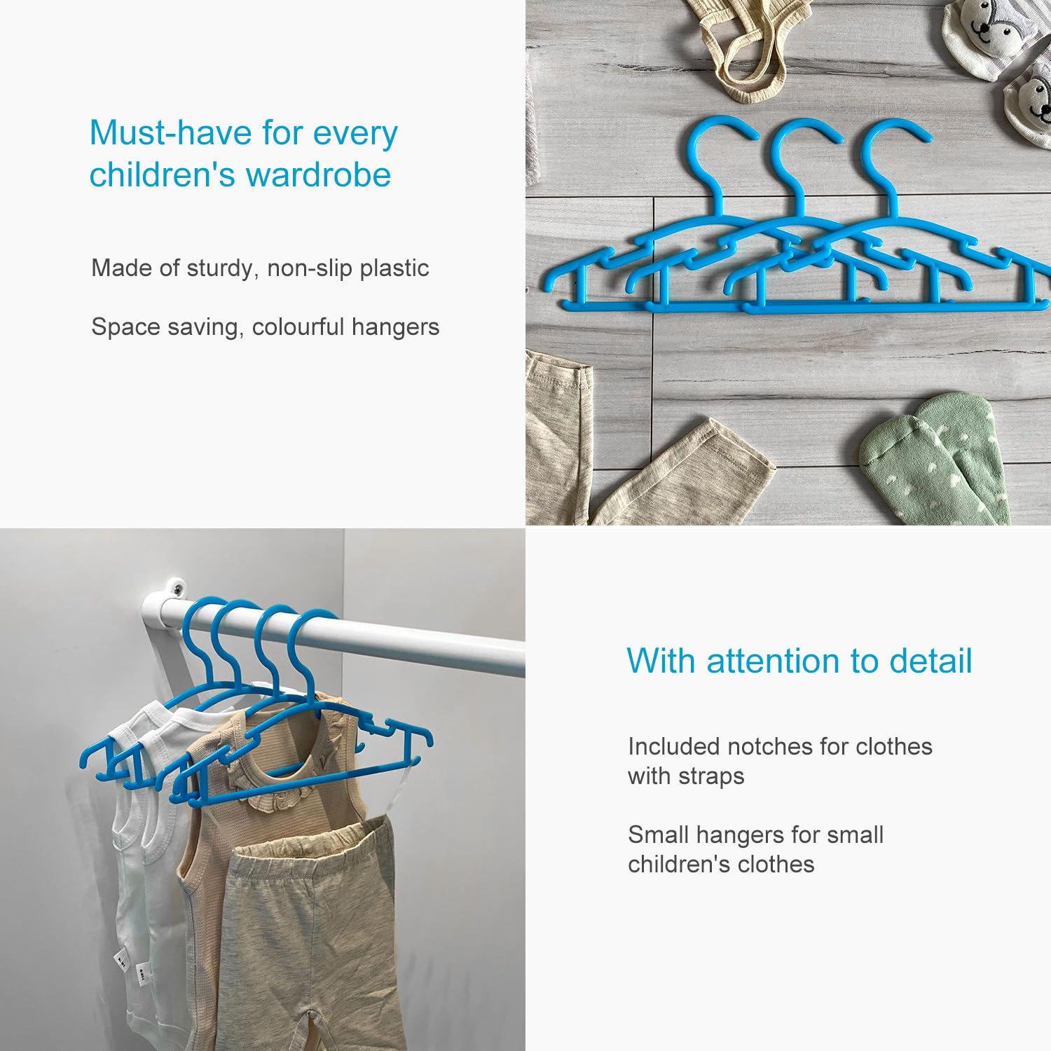 Intirilife Kinderkleiderbügel Blau 10er Kunststoff 25,8 cm