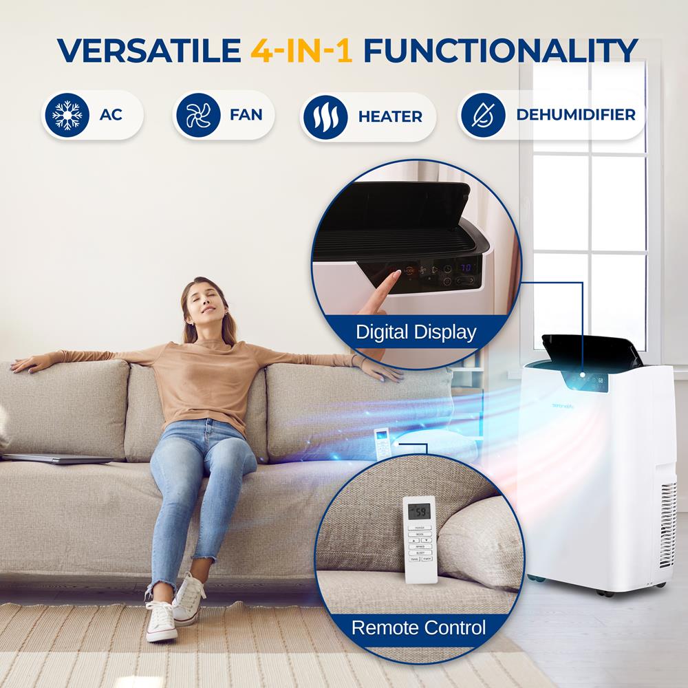 Serenelife Portable AC Klimaanlage Heizung 12000 BTU Weiß