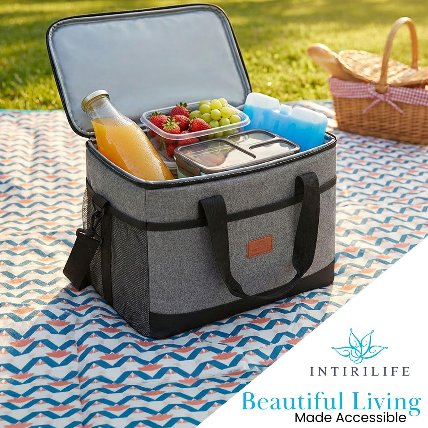 Intirilife Kühltasche Thermotasche wasserfest mit Schultergurt
