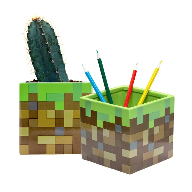 Paladone Minecraft Grasblock Blumentopf Stiftehalter Keramik 11,5cm