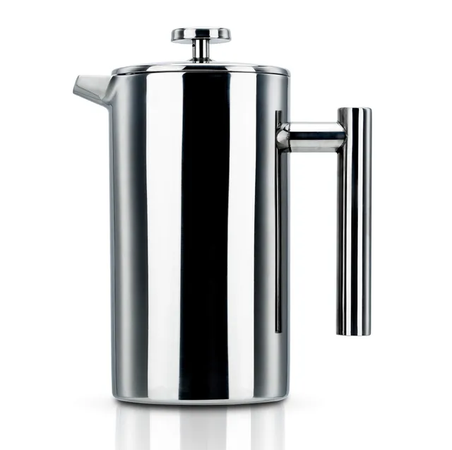 Intirilife French Press Kaffeekanne 1 Liter Edelstahl Silber