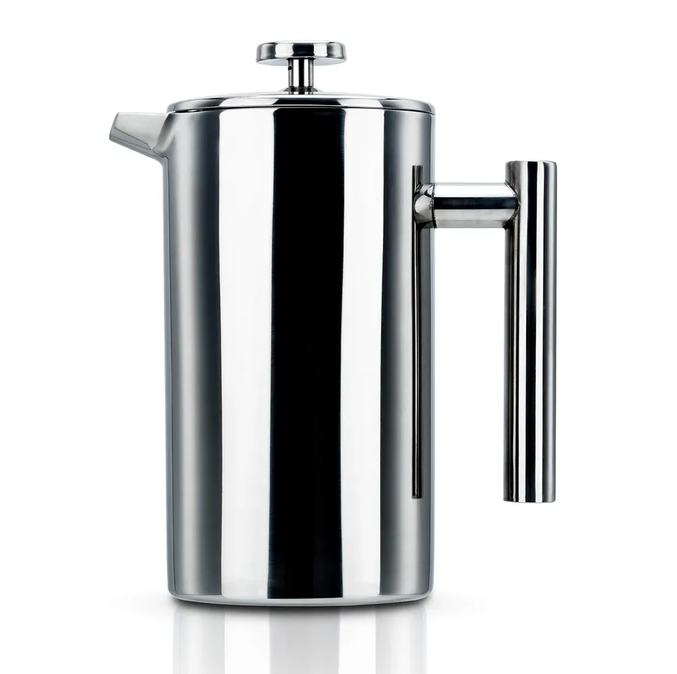 Intirilife French Press Kaffeekanne 1 Liter Edelstahl Silber