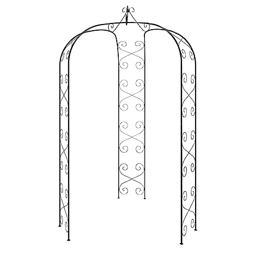 vidaXL Gartenbogen Schwarz Ø180x255 cm Stahl Rosenbogen Kletterpflanzen