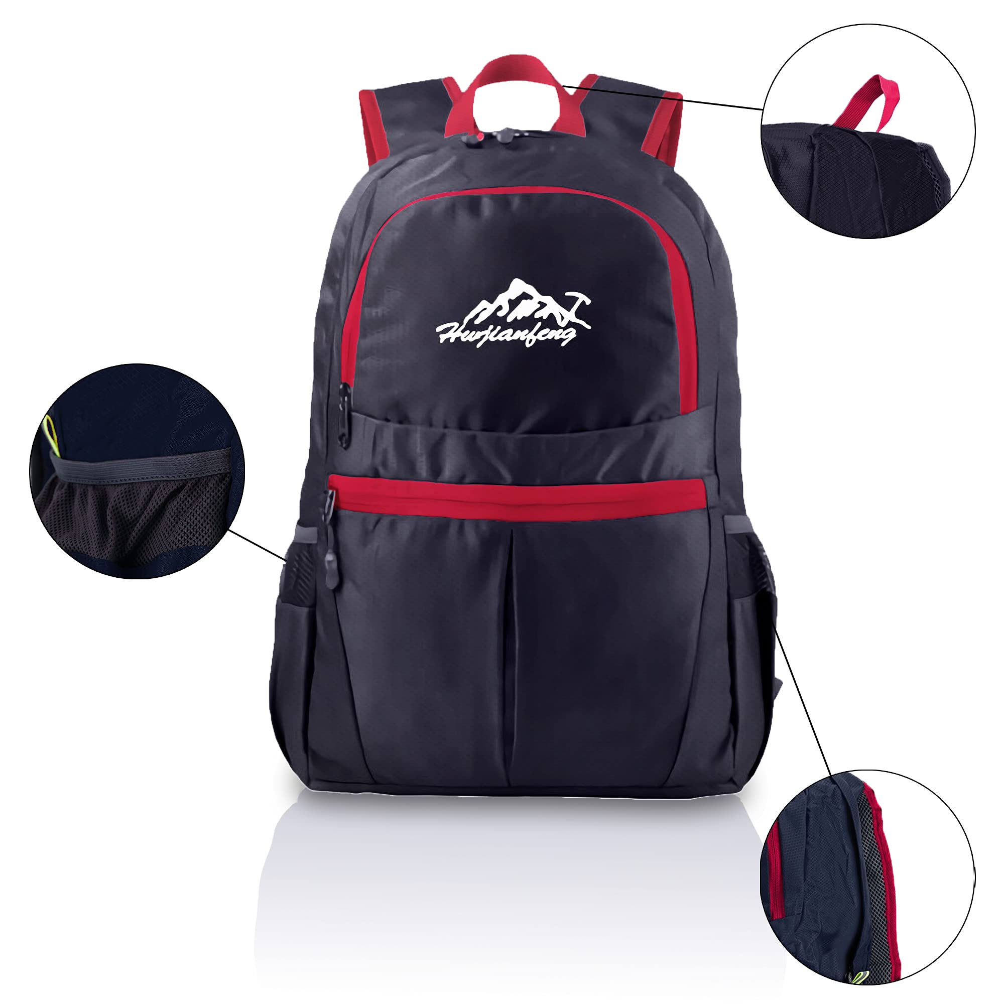 Intirilife Faltbarer Rucksack 36L Schwarz Wasserdicht Daypack