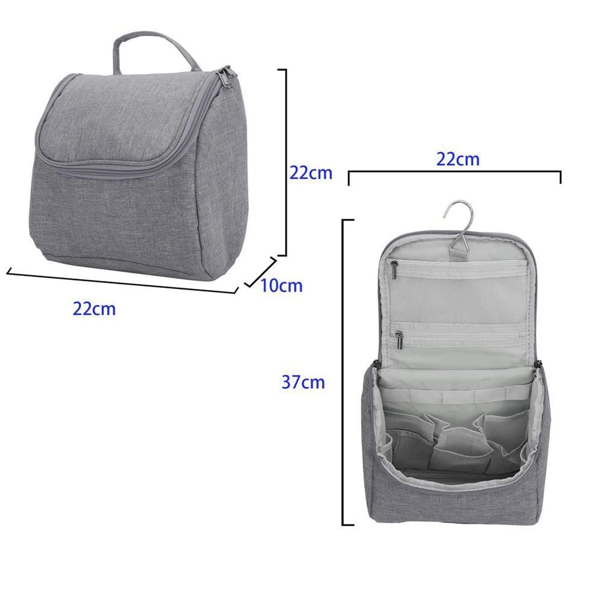 Intirilife Reise Kosmetiktasche Grau 21x9x21 cm Oxford