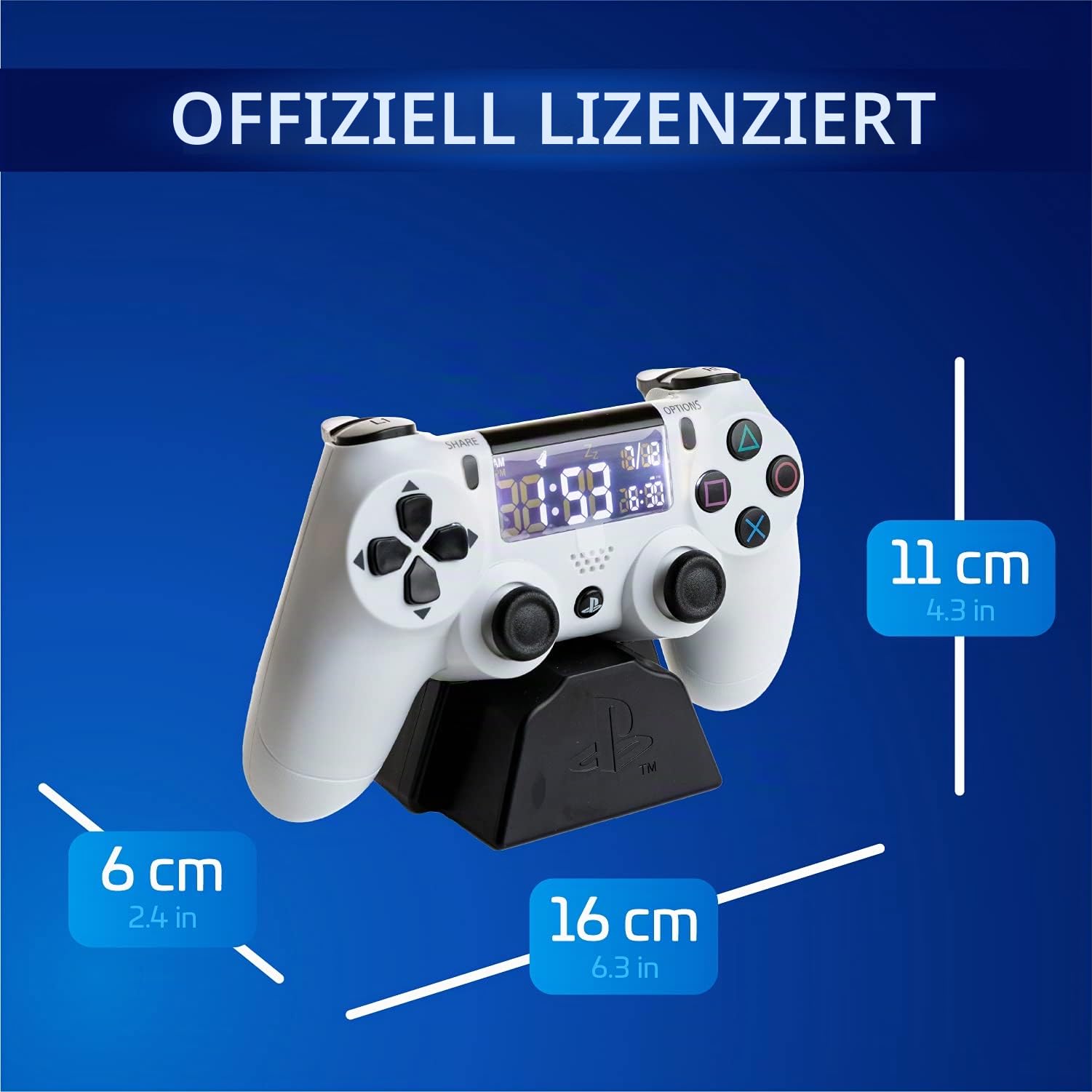 Paladone Playstation Controller Wecker PP8342PS Weiß LCD