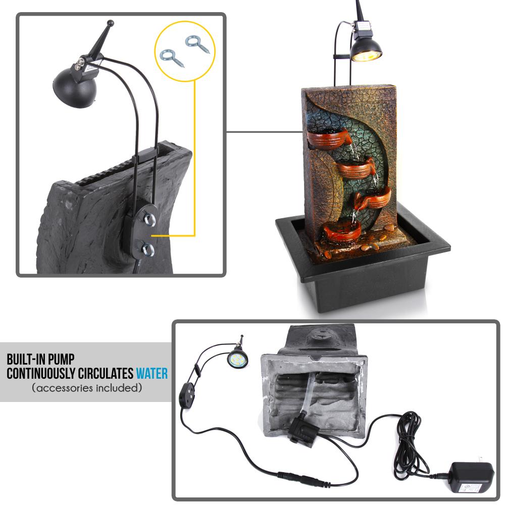 Serenelife Furniture SLTWF83LED Tischbrunnen LED mit Pumpe