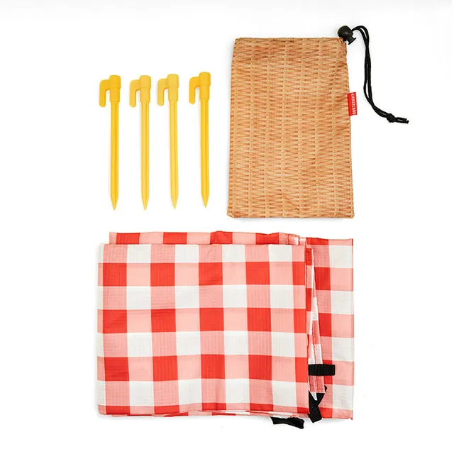Kikkerland On-The-Go Gingham Picknickdecke Karo 4 Pers.