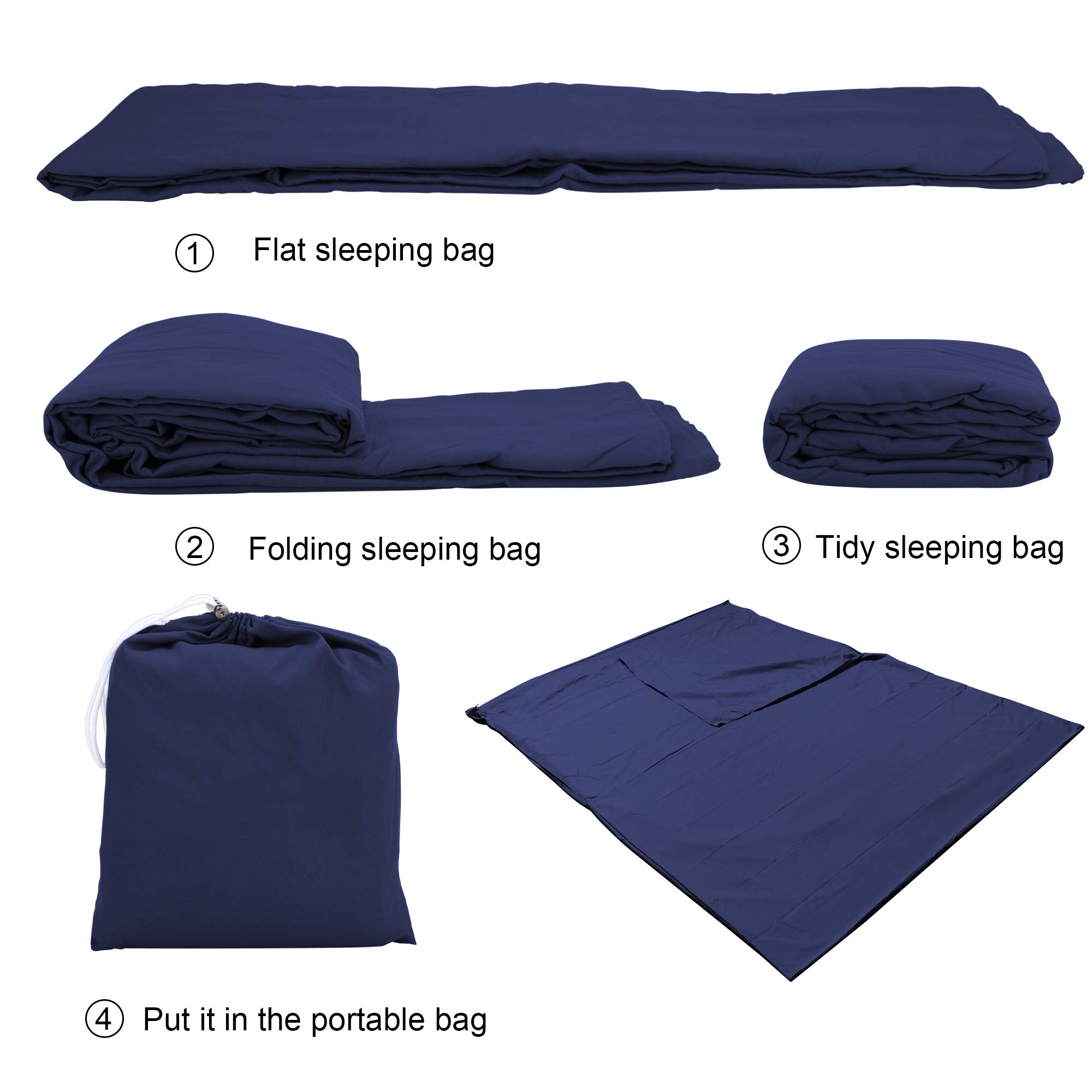 Intirilife Hüttenschlafsack 115x210 Schlafsack dunkelblau Polyester