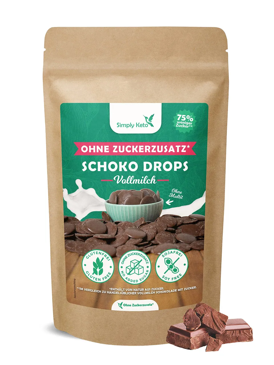 Simply Keto Schokodrops Vollmilch 200 g ohne Zuckerzusatz