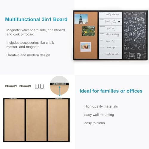 Intirilife Kombitafel 3in1 60x40 cm Kreide Whiteboard Kork