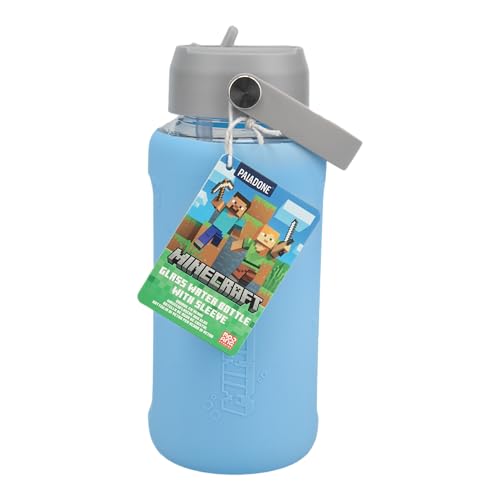 Paladone Minecraft Glas Trinkflasche 800ml Axolotl Silikon