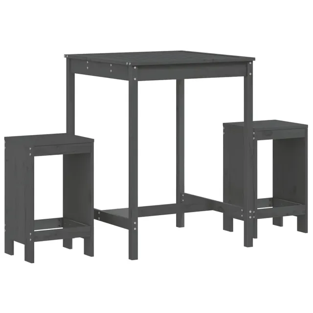vidaXL 3-TLG. Gartenbar-Set Grau Barset Graue Kiefer Massivholz