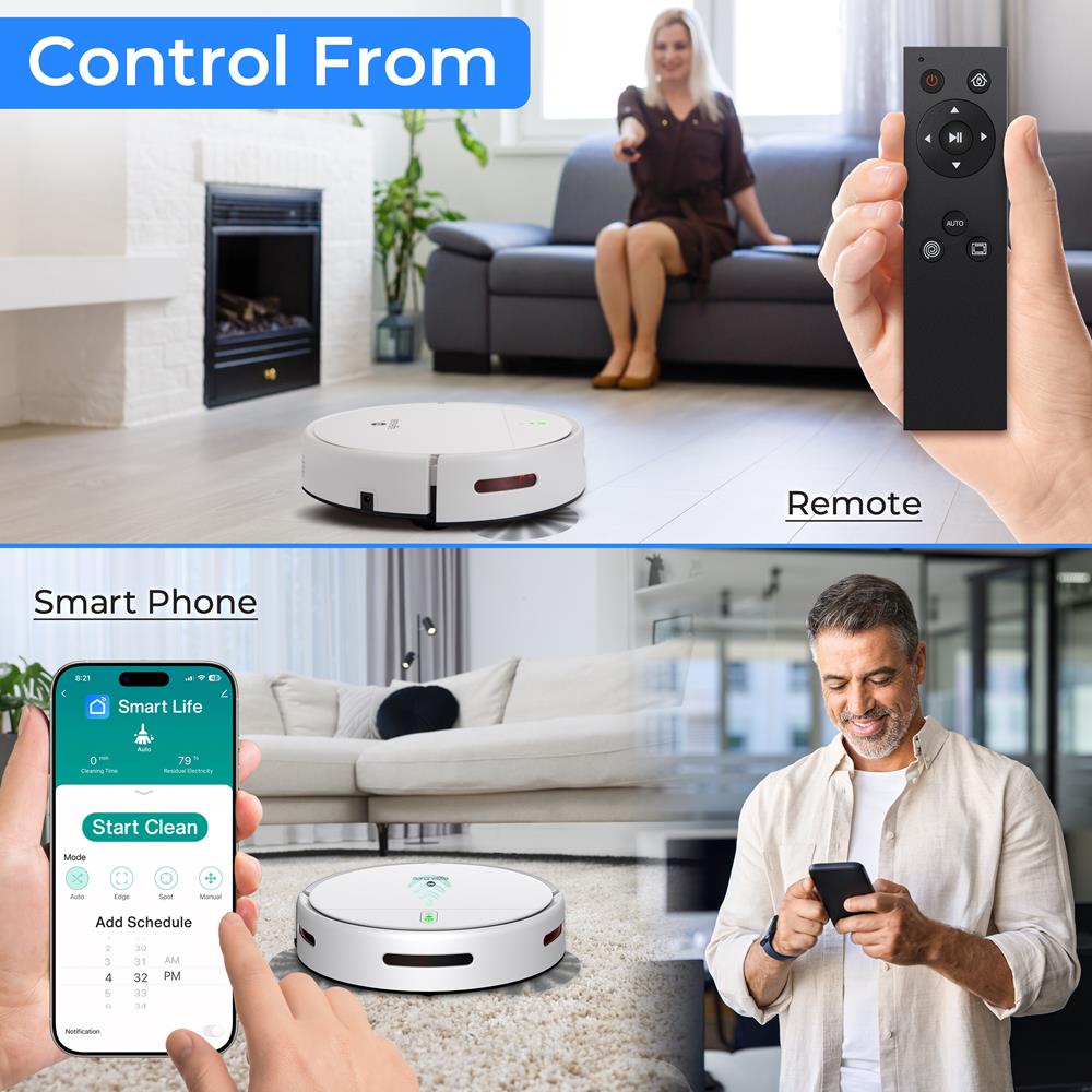 Serenelife Saugroboter App 700Pa Weiß mit Wischfunktion