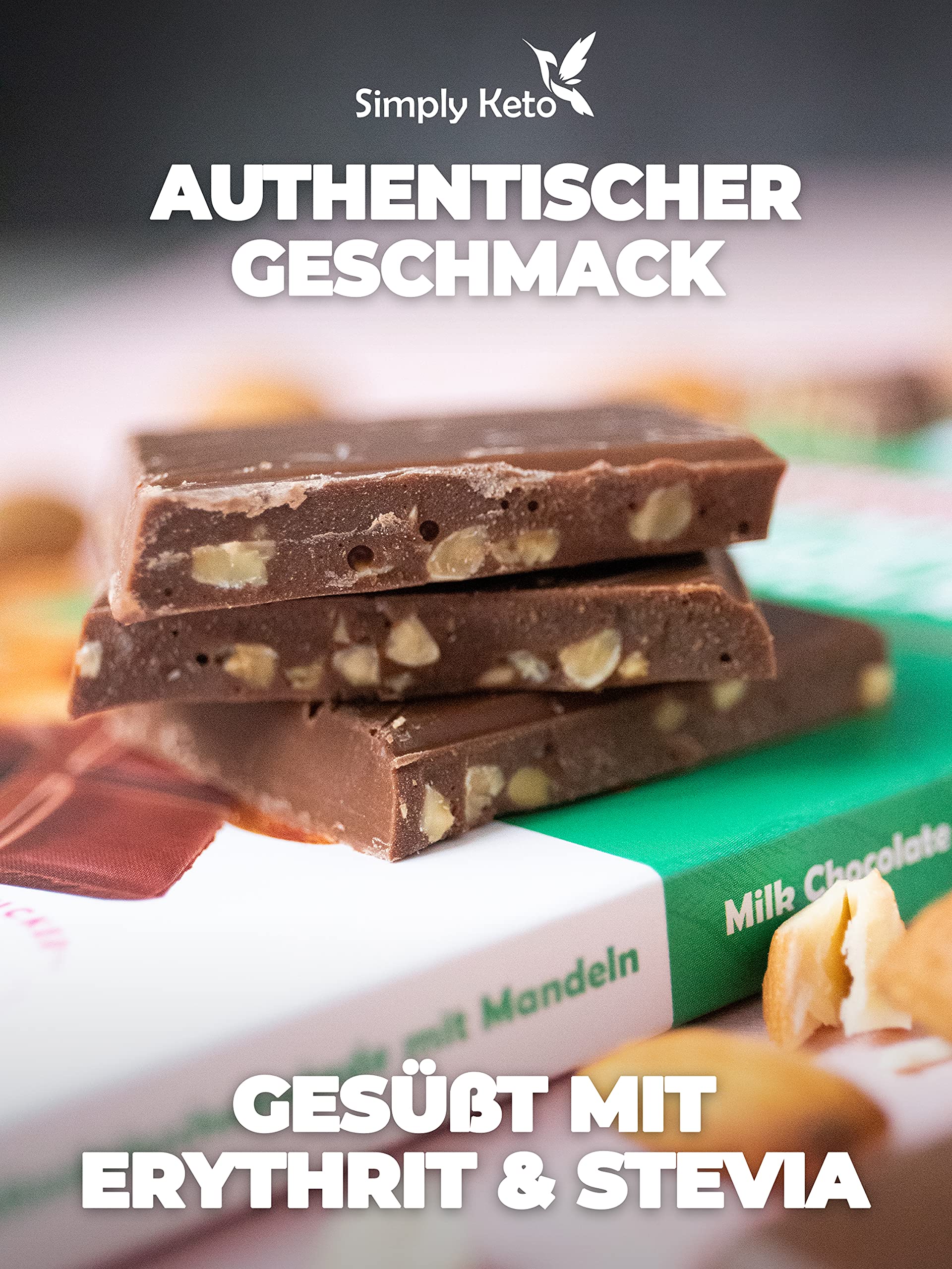 Simply Keto Süße Snacks Schokolade Mandel 40% Kakao