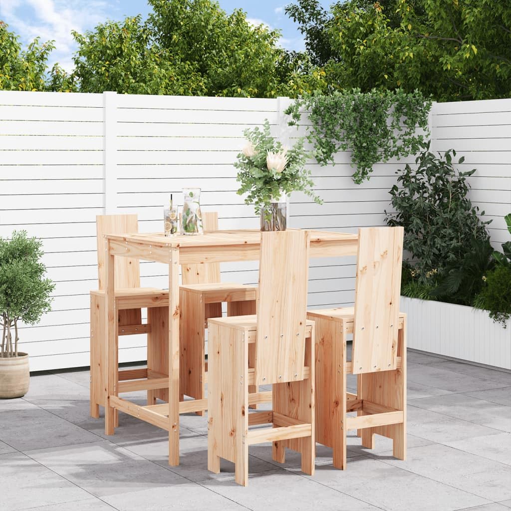 vidaXL 5-TLG. Gartenbar-Set Kiefer Barset Natürliche Kiefer Massivholz