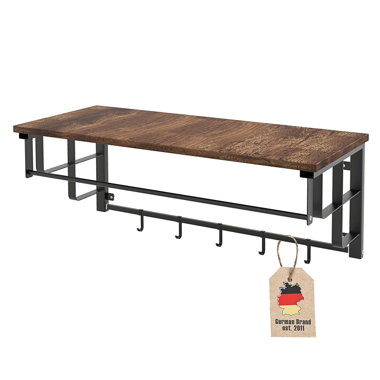 Intirilife Wandgarderobe 60x30x27 cm mit Ablage und 5 Haken