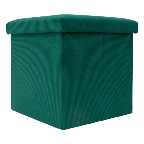 Intirilife Sitzhocker 38 cm Grün Cord mit Stauraum faltbar