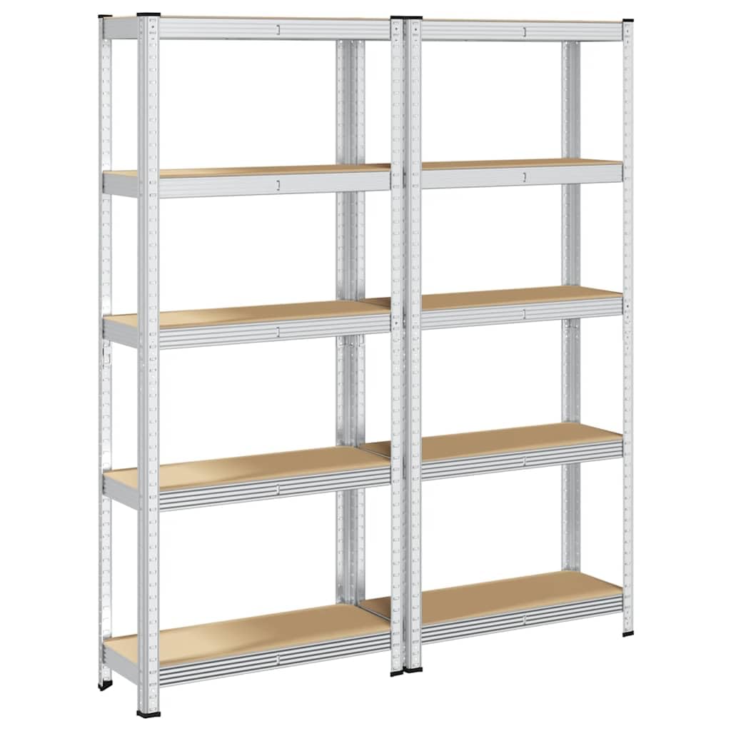vidaXL Regal-Set 5 Böden 2 Stk Silber Schwerlastregal