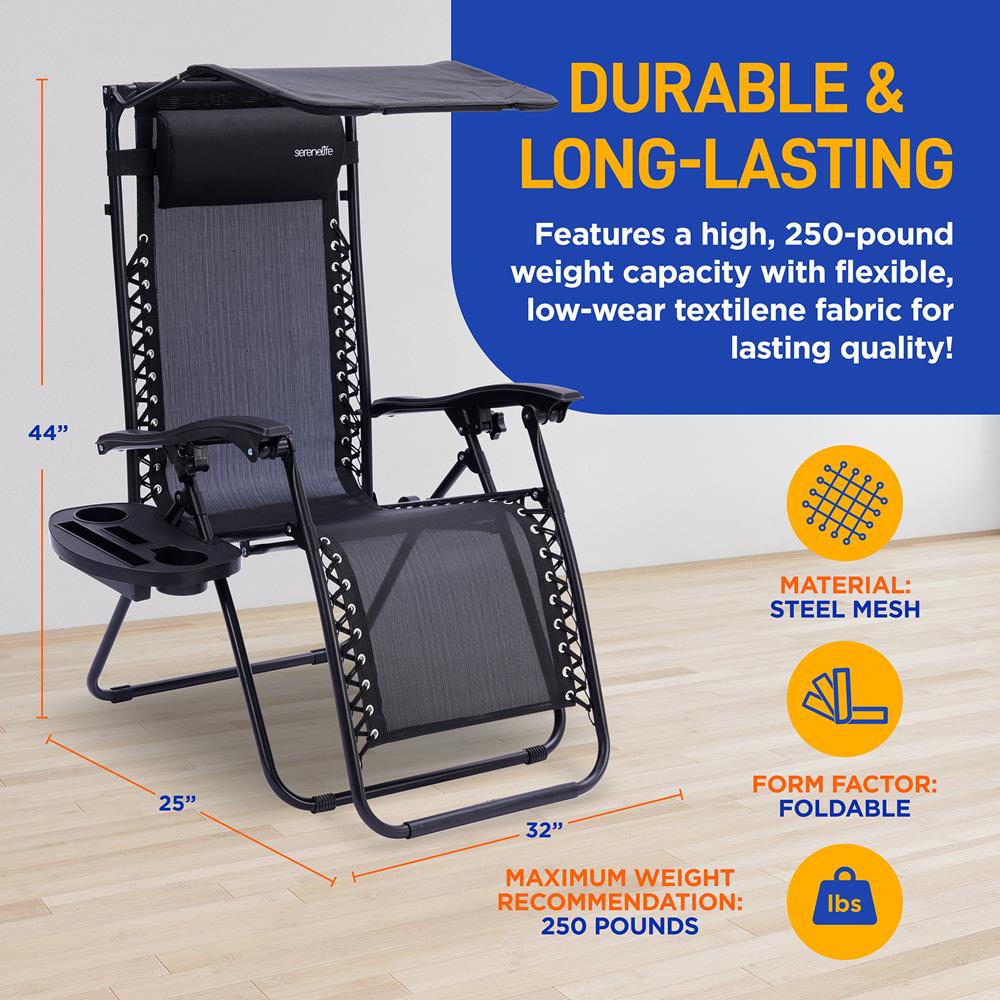 Serenelife Furniture Zero Gravity Stuhl Set Schwarz 2tlg