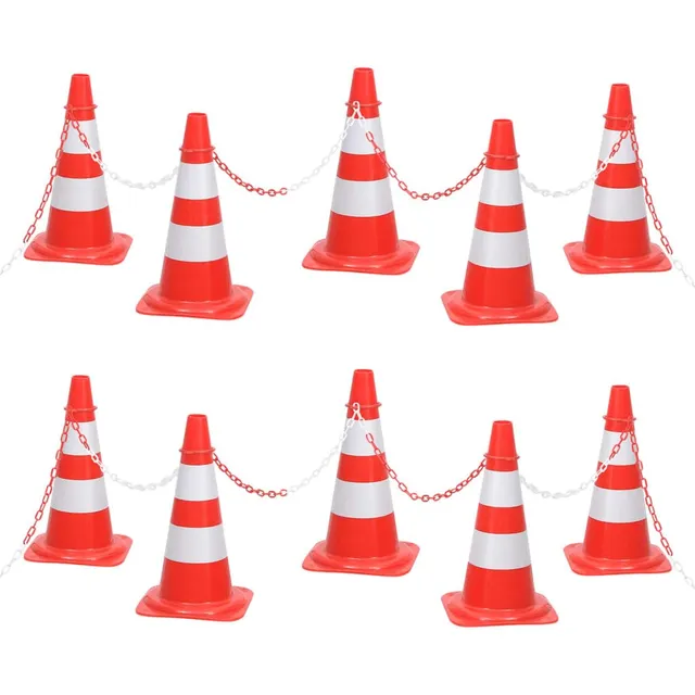 vidaXL Leitkegel Set Pylonen rot-weiß mit 10 m Kette