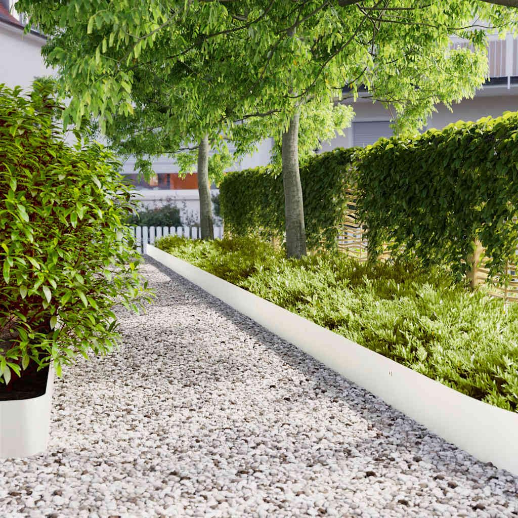 vidaXL Rasenkanten 20x103 cm Stahl 30 Stück Weiß