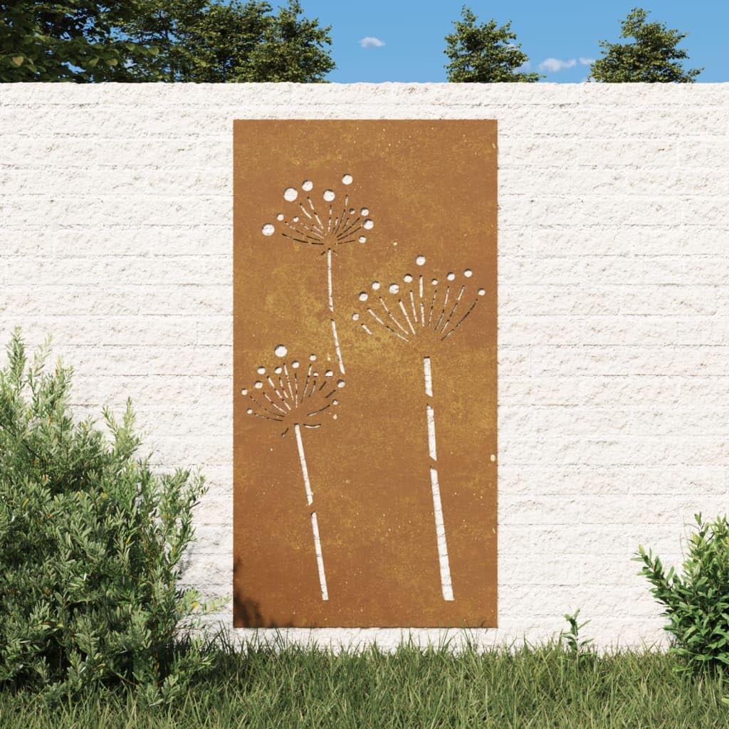vidaXL Garten-Wanddeko 105x55 cm Cortenstahl Blumen
