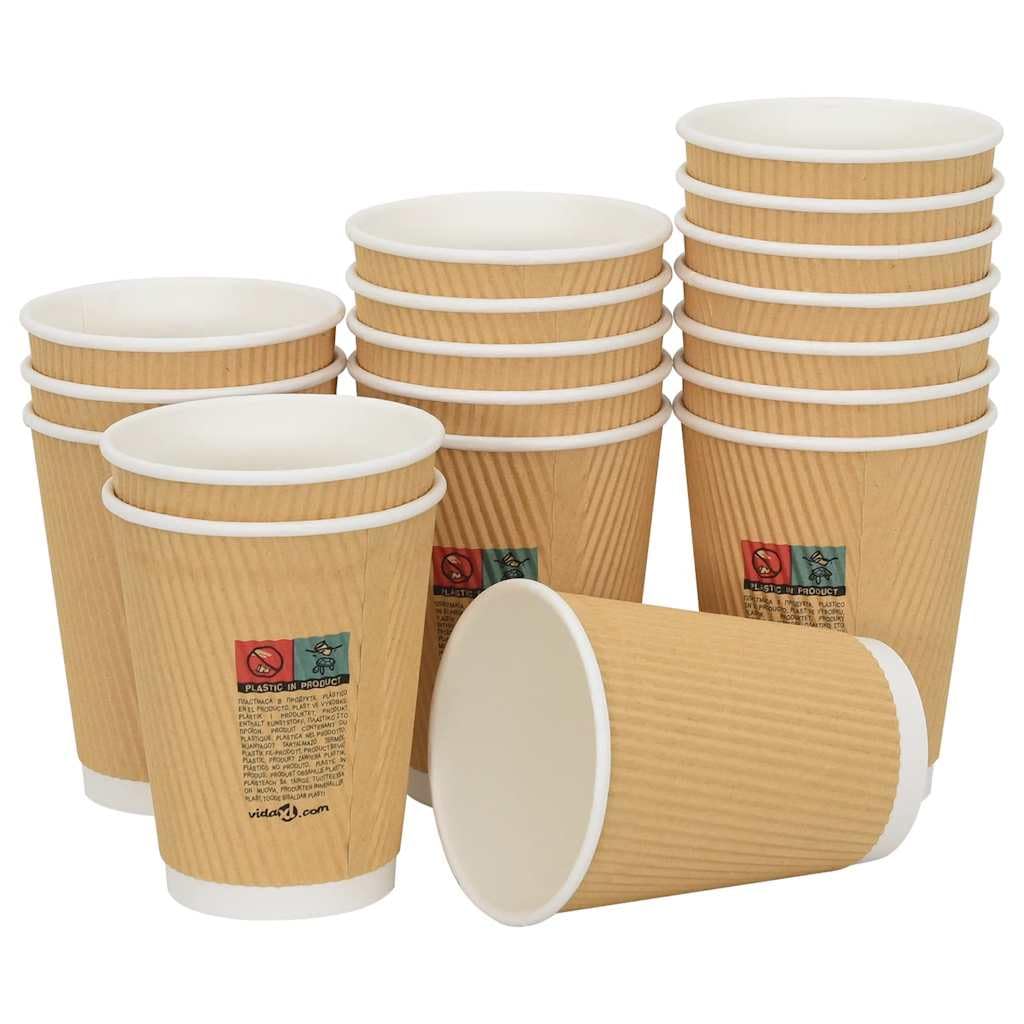 vidaXL Pappbecher mit Deckel 12oz 300ml 1000 Stück auslaufsicher