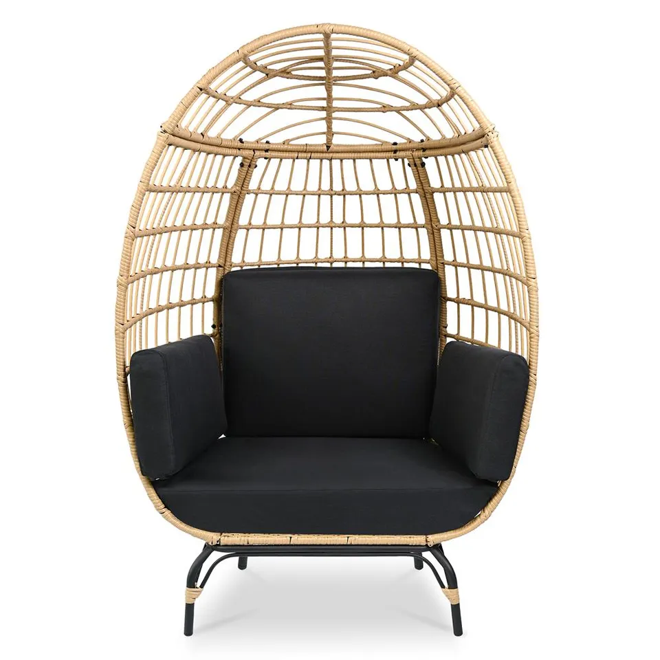 Serenelife Furniture SLEGFB64 Eiersessel Schwarz wetterfest