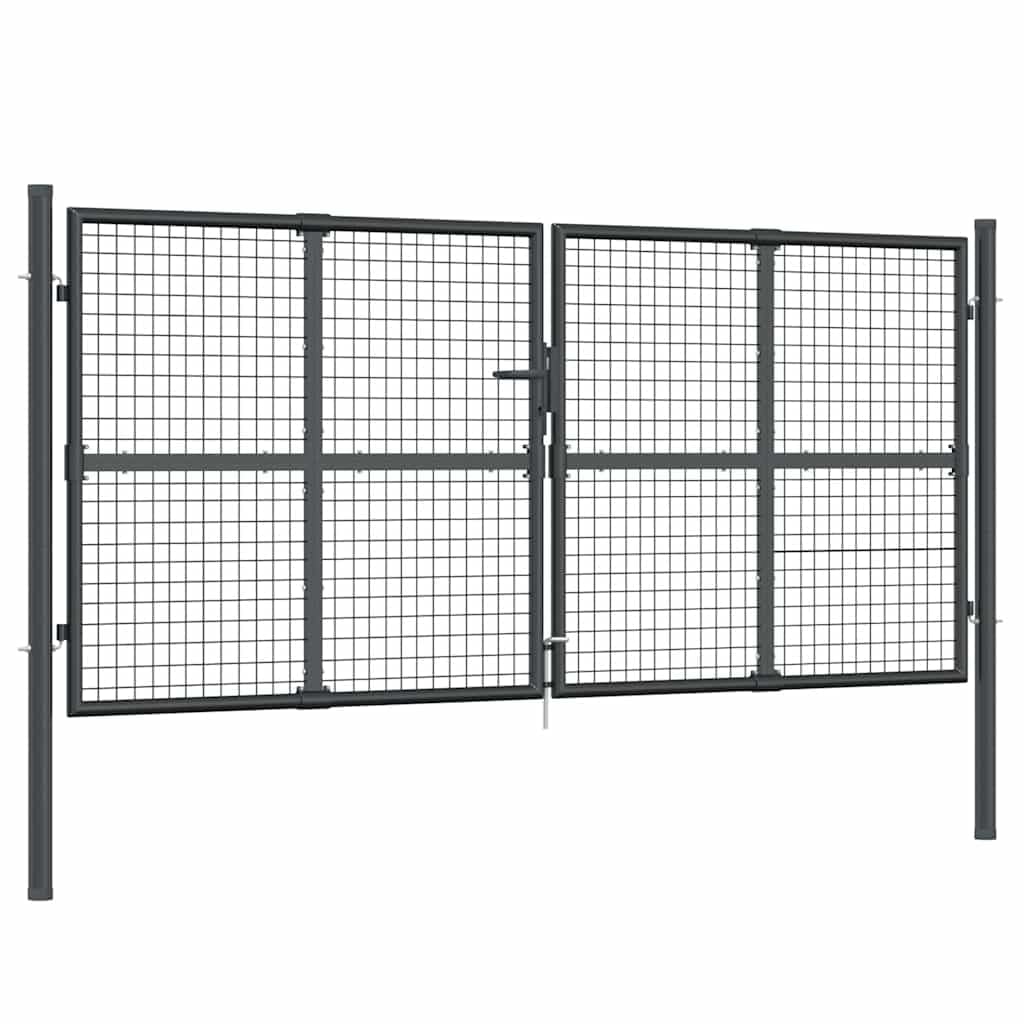 vidaXL Heim & Garten Maschen-Gartentor 300x125 cm Silber verzinkt