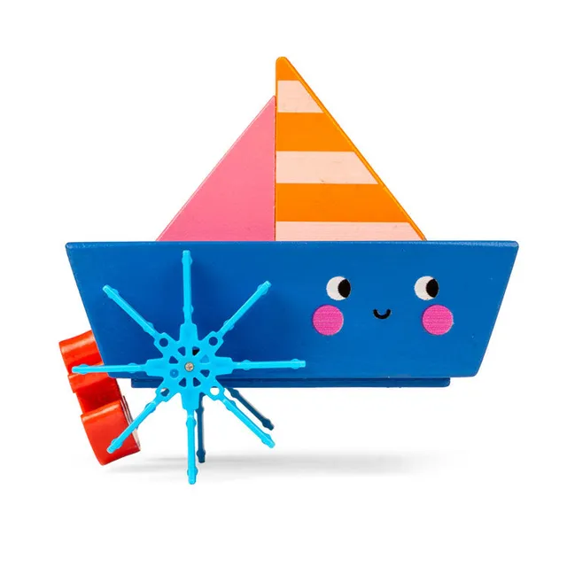Kikkerland Play Wind-up Boat Badeboot Holz Aufziehboot