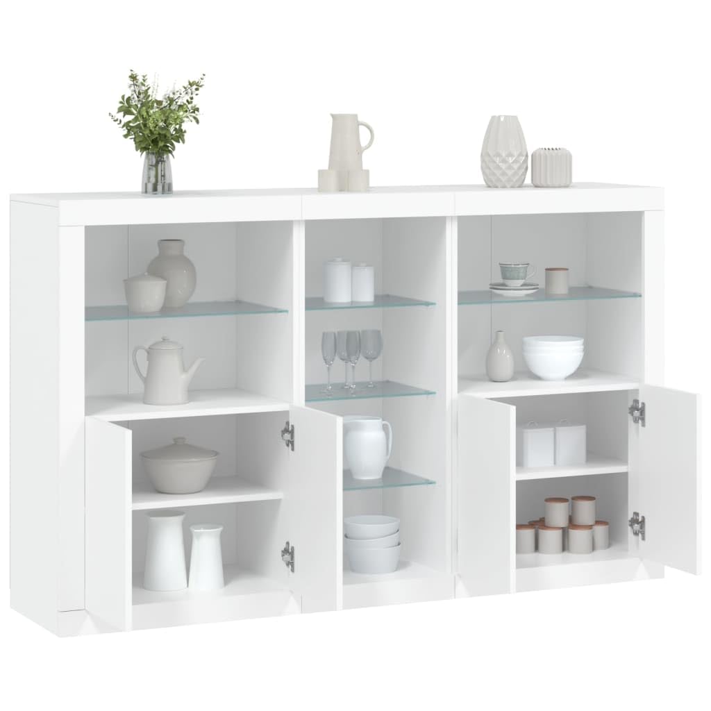 vidaXL Sideboard Weiß 162x37x100 cm Schrank mit LED