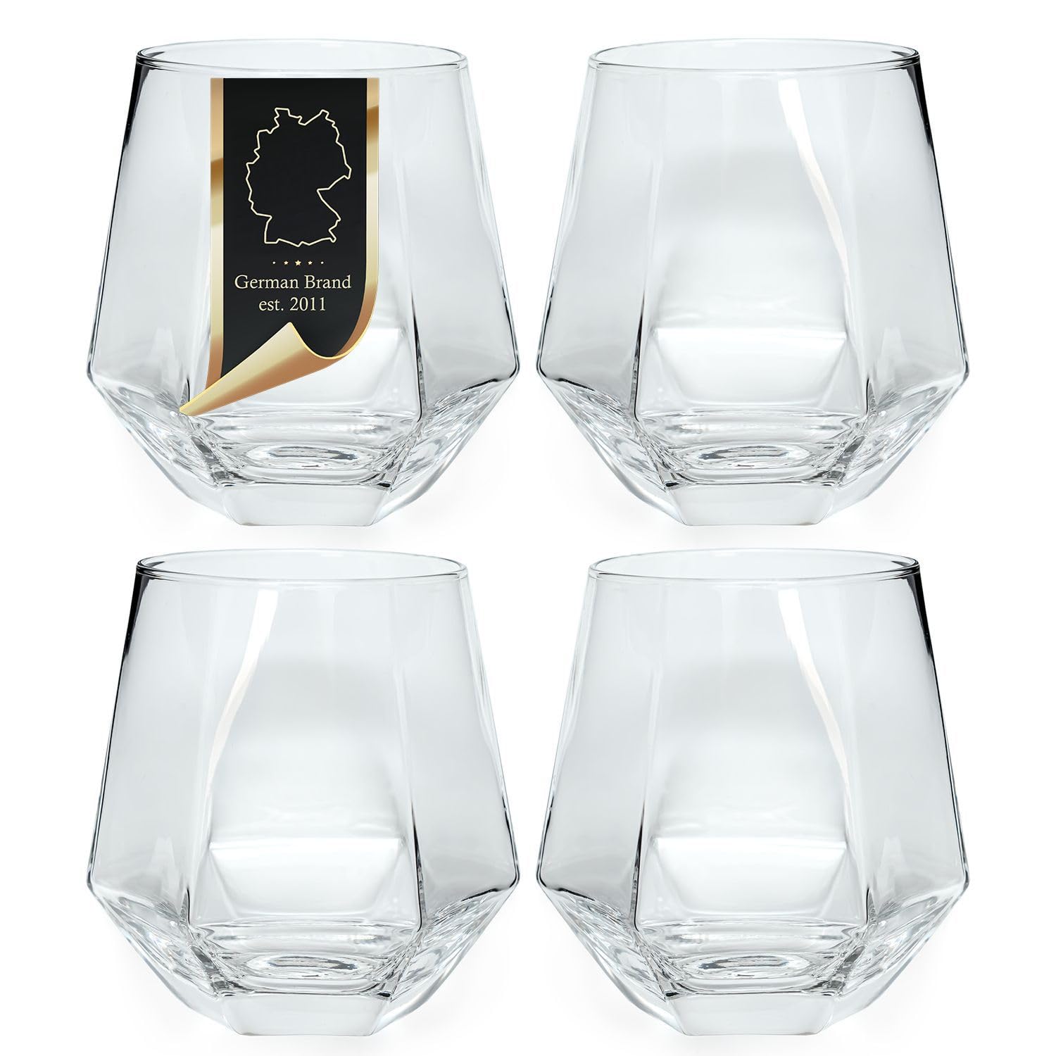 Intirilife Hexagon Trinkglas 240 ml Transparent 4er Set stoßfest