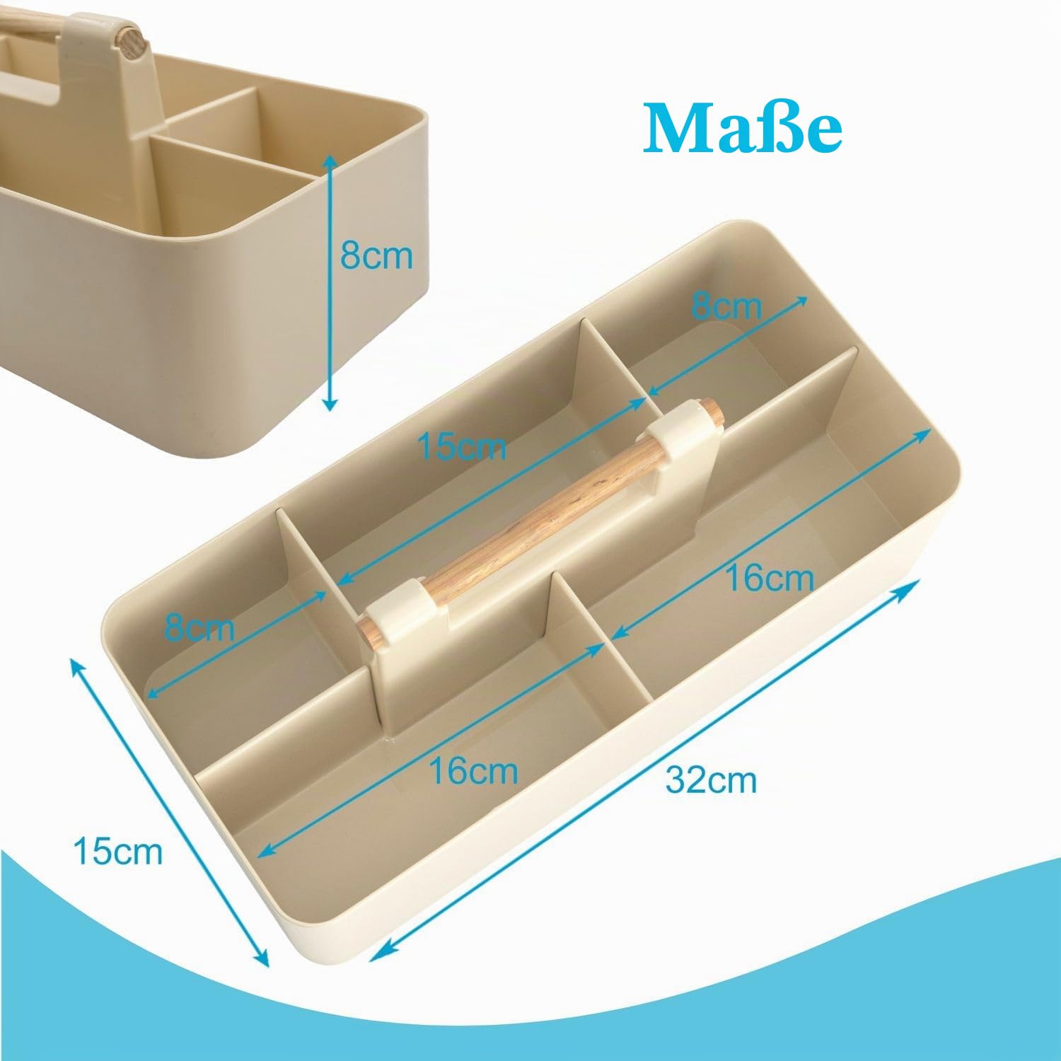 Intirilife Organizer Caddy Beige 32 cm Griff 5 Fächer Box