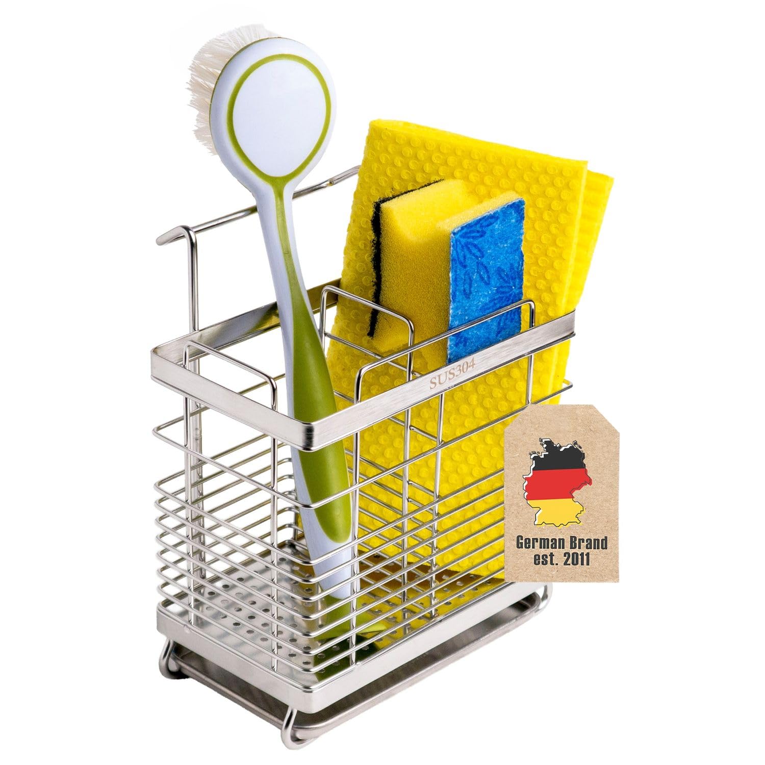 Intirilife Spülenablage Edelstahlkorb Silber 21,5 cm rostfrei