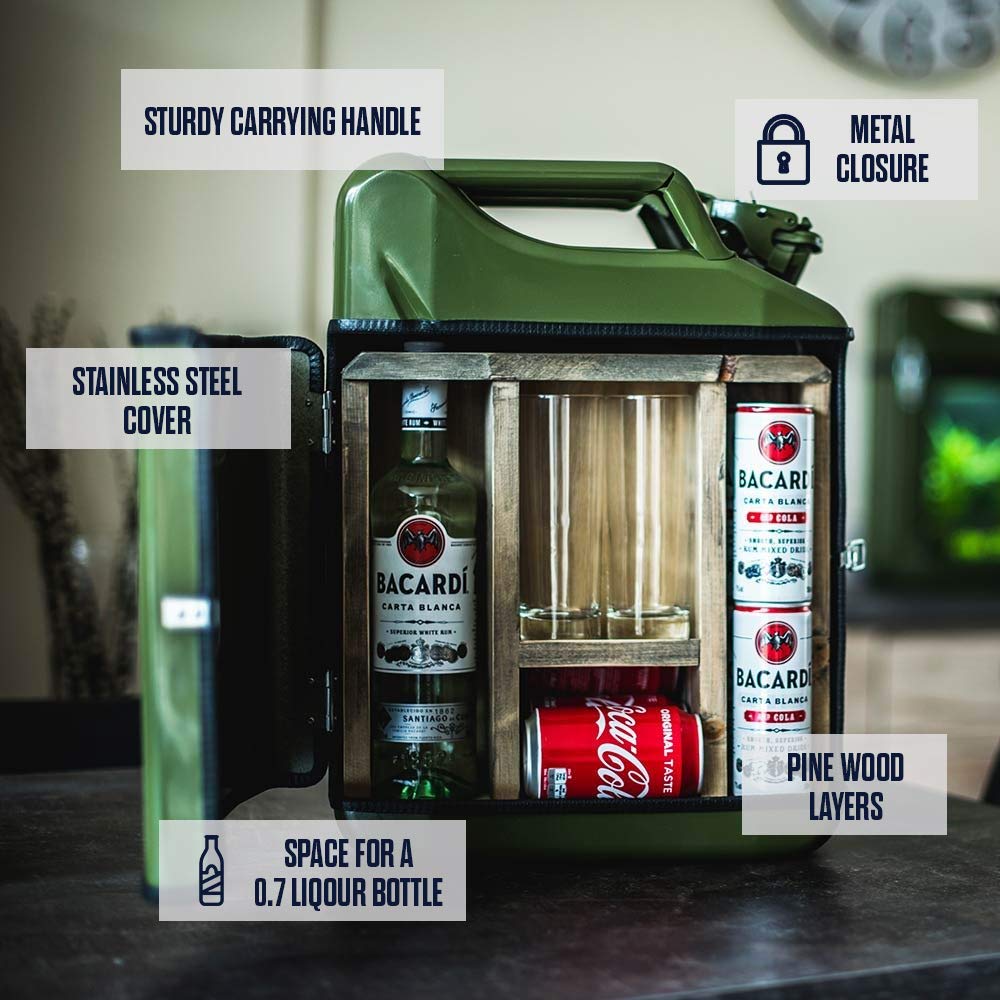 Mikamax Jerrycan Mix Drink 20 l Kanisterbar Schwarz mit Gläsern