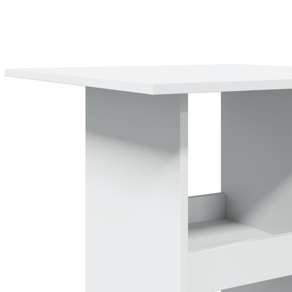 vidaXL Bartisch Weiß 60x60x102cm mit Ablagen Holzwerkstoff