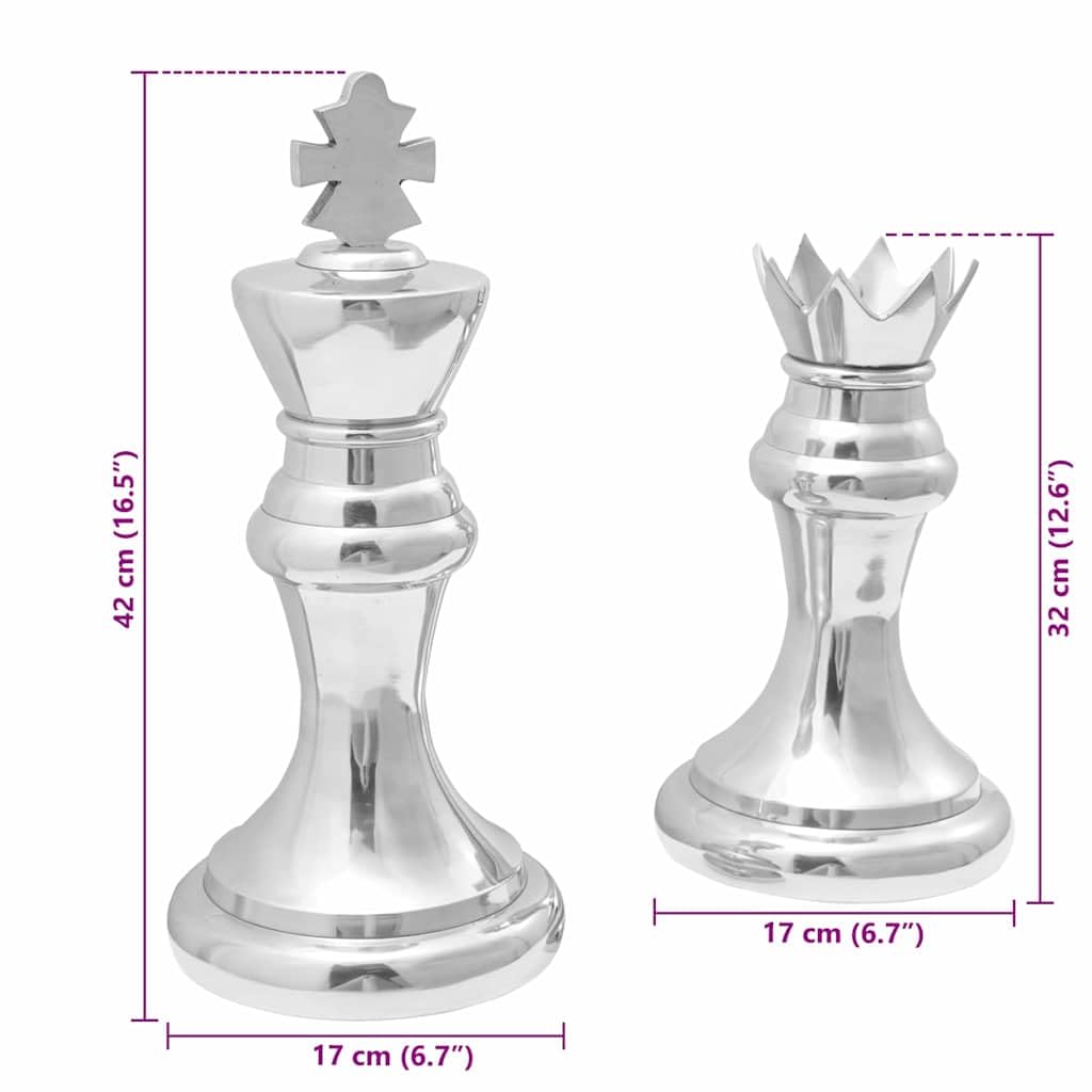 vidaXL Skulpturen 2 Stk. Silber Aluminium Dekofiguren 42 cm