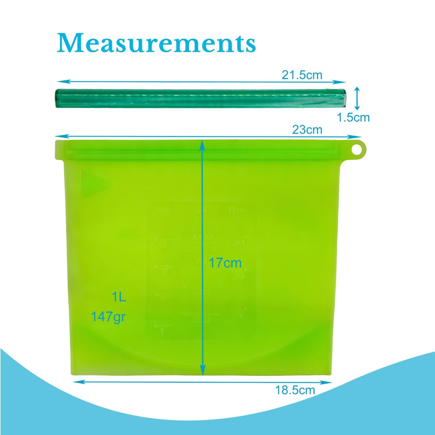 Intirilife Lebensmittelbeutel Silikon 1L 4er Set Zip