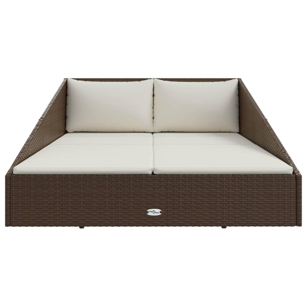 vidaXL Gartenbett Braun 110x200 cm Poly Rattan 2-Personen