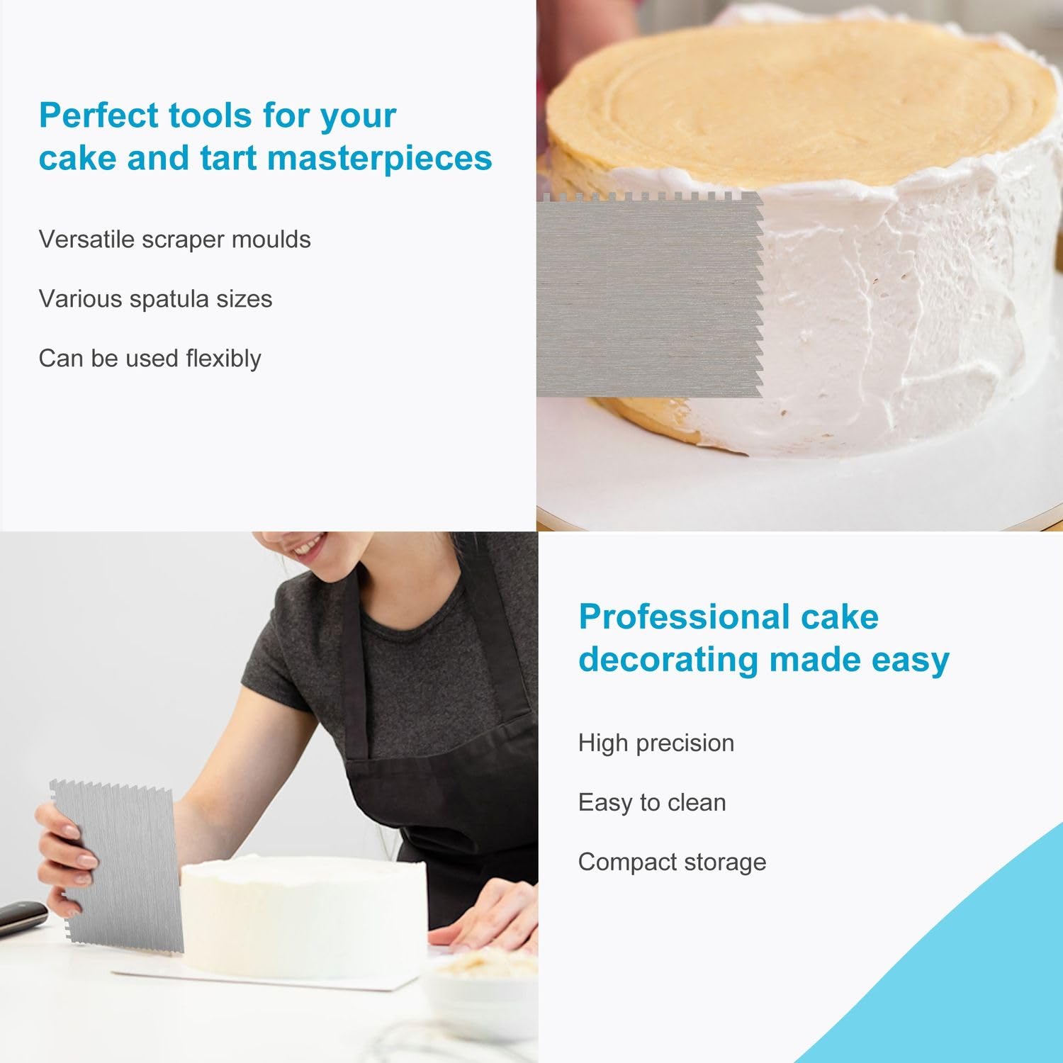 Intirilife Küche Tortenspachtel 9er-Set Edelstahl Backen