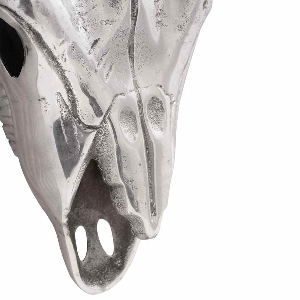 vidaXL Bullenschädel Wandskulptur Silber Aluminium 49 cm