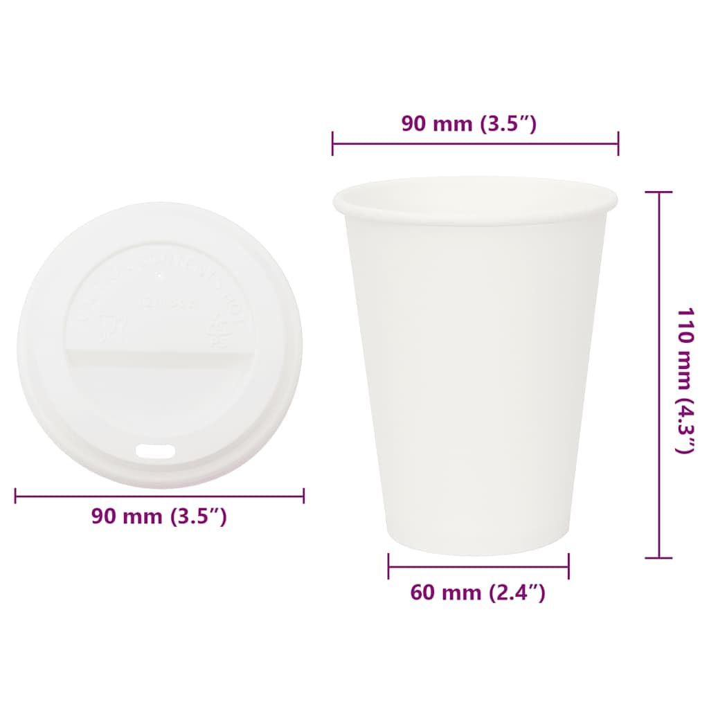 vidaXL Pappbecher mit Deckel 4oz 100ml 1000 Stück für Espresso