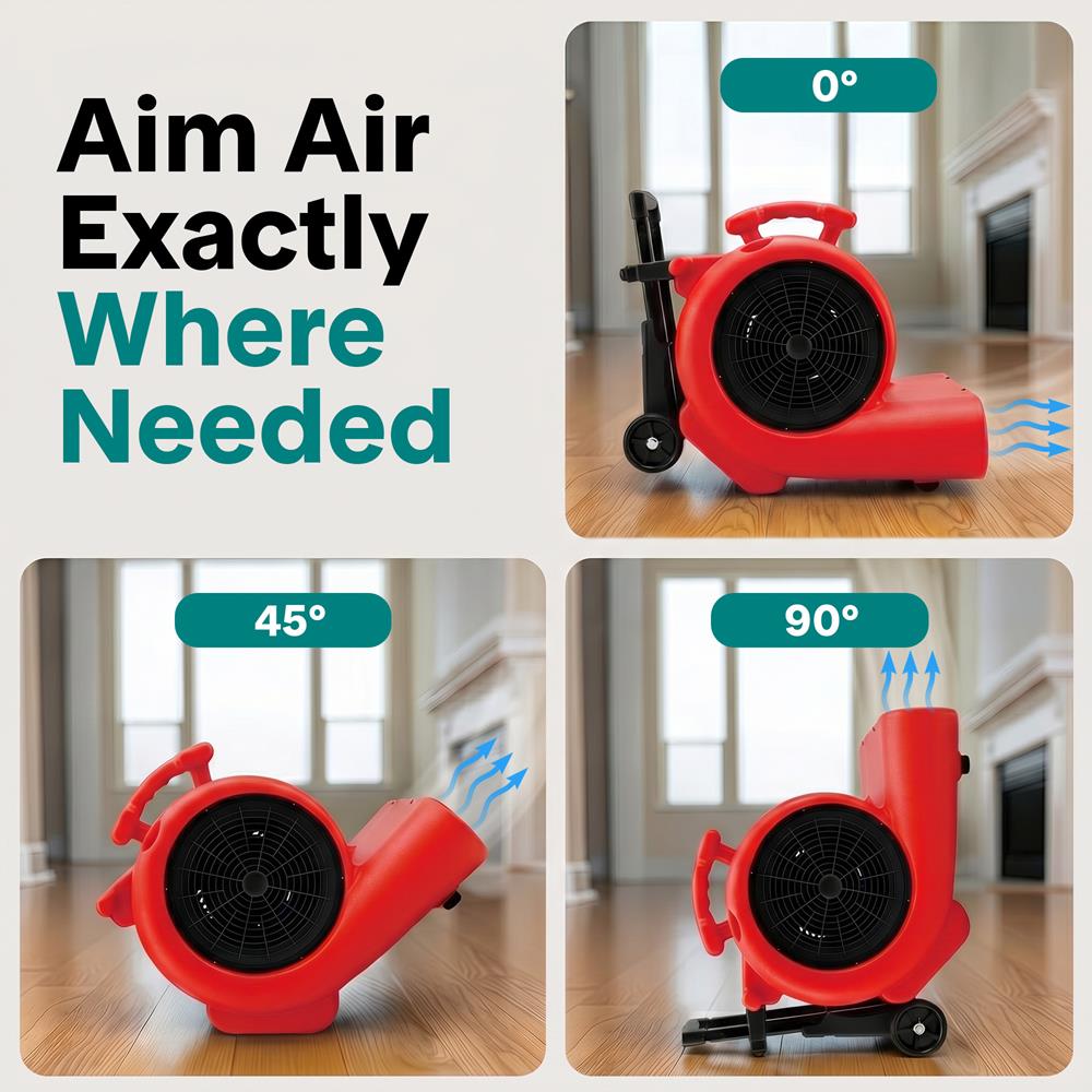 Serenelife Portable AC Air Mover Gebläse Rot 4000 CFM